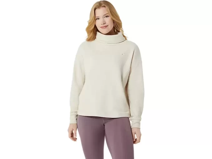 Bluzka z wysokim kołnierzem z dzianiny frotte