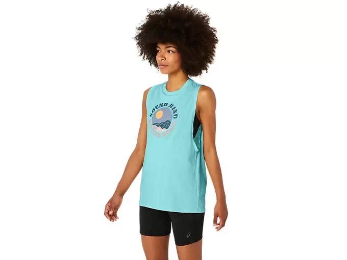 DAMSKA KOSZULKA ASICS SUN IN THE SKY Z NAPISEM MUSCLE TEE