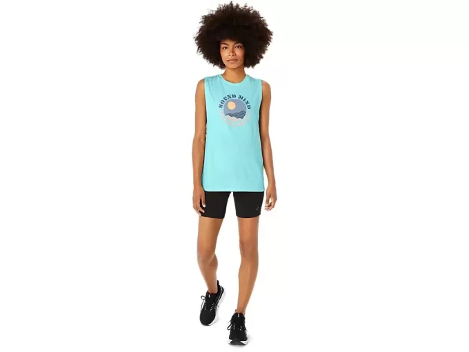 DAMSKA KOSZULKA ASICS SUN IN THE SKY Z NAPISEM MUSCLE TEE
