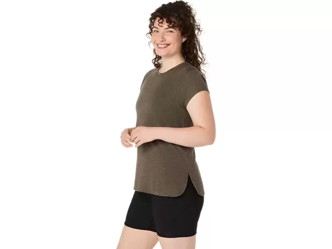 DAMSKI TOP Z OKRĄGŁYM KOŁNIERZEM W KOLORZE MELANŻOWYM DAMSKI TOP Z OKRĄGŁYM KOŁNIERZEM W KOLORZE MELANŻOWYM